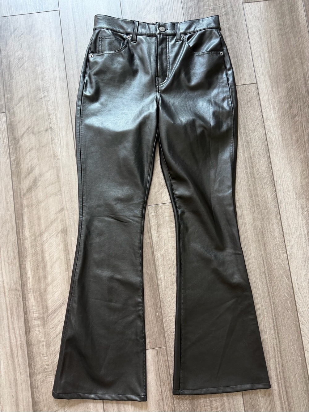 Veronica Beard Black Faux Leather Flare Pants